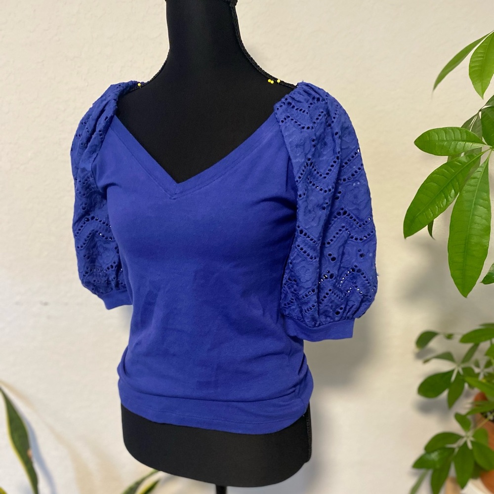 Feminine Cottagecore NWT Vibrant Blue Top XS, going out blouse - Picture 3 of 4